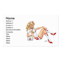 Sexy Nurse Pin-up pulling at Stockings by Al Rio