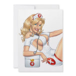 Sexy Nurse Pin-up pulling at Stockings by Al Rio invitations