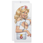 Sexy Nurse Pin-up pulling at Stockings by Al Rio invitations