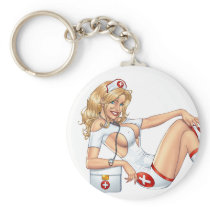 Sexy Nurse Pin-up pulling at Stockings by Al Rio