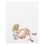 Sexy Nurse Pin-up pulling at Stockings by Al Rio letterhead