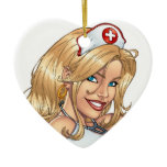 Sexy Nurse Pin-up pulling at Stockings by Al Rio ornaments