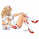 Sexy Nurse Pin-up pulling at Stockings by Al Rio photo sculptures