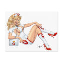 Sexy Nurse Pin-up pulling at Stockings by Al Rio postcards