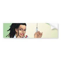 Sexy Nurse with Dreadlocks Giving You A Shot Bumper Stickers
