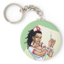 Sexy Nurse with Dreadlocks Giving You A Shot Keychains