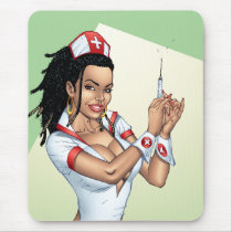 Sexy Nurse with Dreadlocks Giving You A Shot Mouse Pad