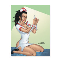 Sexy Nurse with Dreadlocks Giving You A Shot Postcard