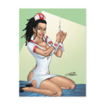 Sexy Nurse with Dreadlocks Giving You A Shot postcards
