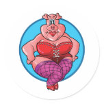Sexy Pig Round Stickers