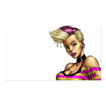 Sexy Pink Haired Punk Rock Boots Pinup by Al Rio Business Cards