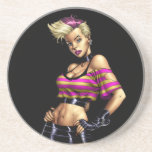 Sexy Pink Haired Punk Rock Boots Pinup by Al Rio coasters