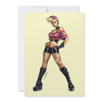Sexy Pink Haired Punk Rock Boots Pinup by Al Rio Custom Invite