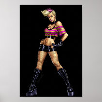 Sexy Pink Haired Punk Rock Boots Pinup by Al Rio Print