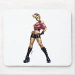 Sexy Pink Haired Punk Rock Pinup by Al Rio mousepads