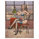Sexy Pinup Girl with Brush in Paris by Al Rio flyers