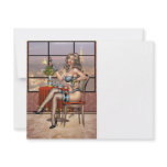 Sexy Pinup Girl with Brush in Paris by Al Rio invitations