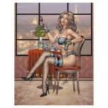 Sexy Pinup Girl with Brush in Paris by Al Rio letterhead
