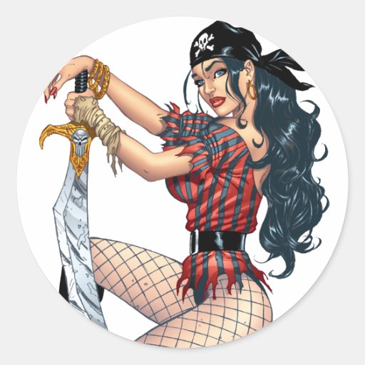 Sexy Pirate Pin-up Girl Customizable by Al Rio Sticker