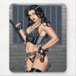 Sexy Police Girl In Lingerie with Night Stick mousepads