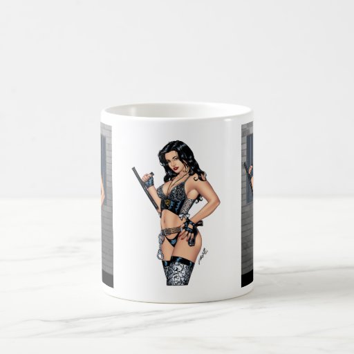 Sexy Police Girl In Lingerie with Night Stick Mugs