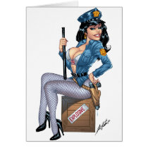 Sexy Police or Security Woman by Al Rio Greeting Cards