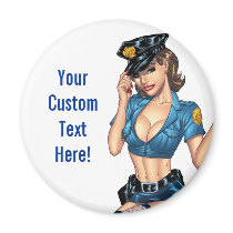 Sexy Police or Security Woman by Al Rio Fridge Magnets