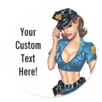 Sexy Police or Security Woman by Al Rio Round Stickers