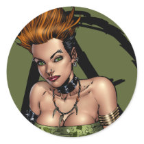 Sexy Punk Alternative Girl Pinup by Al Rio Round Stickers