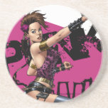 Sexy Punk Rock Girl by the comic artist Al Rio coasters