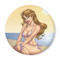 Sexy Purple Bikini Pinup Girl by Al Rio Refrigerator Magnets