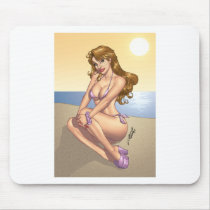 Sexy Purple Bikini Pinup Girl by Al Rio Mouse Pad