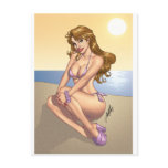 Sexy Purple Bikini Pinup Girl by Al Rio postcards