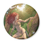 Sexy Red Head Cavewoman in jungle by Al Rio magnets