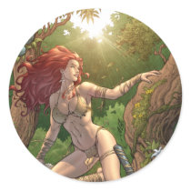 Sexy Red Head Cavewoman in jungle by Al Rio Stickers