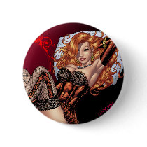 Sexy Red Head in Lingerie customizables by Al Rio Pinback Buttons