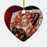 Sexy Red Head in Lingerie customizables by Al Rio Christmas Tree Ornament