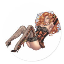 Sexy Red Head in Lingerie customizables by Al Rio Stickers
