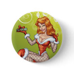 Sexy Red Head Ms Claus, Santa's wife by Al Rio buttons