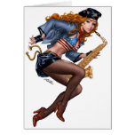 Sexy Red Head Saxophone Sax Player by Al Rio cards