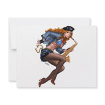 Sexy Red Head Saxophone Sax Player by Al Rio