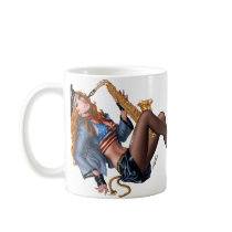 Sexy Red Head Saxophone Sax Player by Al Rio Mugs