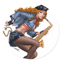 Sexy Red Head Saxophone Sax Player by Al Rio