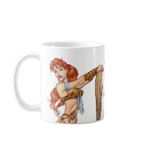 Sexy Redhead Cavewoman Customizable Pinup - Al Rio Coffee Mugs
