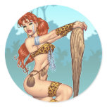 Sexy Redhead Cavewoman Customizable Pinup - Al Rio stickers