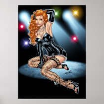Sexy Redhead in Black Lingerie by Al Rio Poster