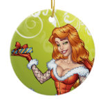 Sexy Redhead Ms Claus, Santa's wife by Al Rio ornaments