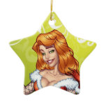 Sexy Redhead Ms Claus, Santa's wife by Al Rio ornaments