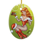 Sexy Redhead Ms Claus, Santa's wife by Al Rio ornaments