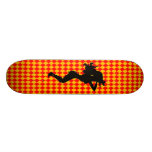Sexy Silhouette Red and Yellow Diamond Skate Boards